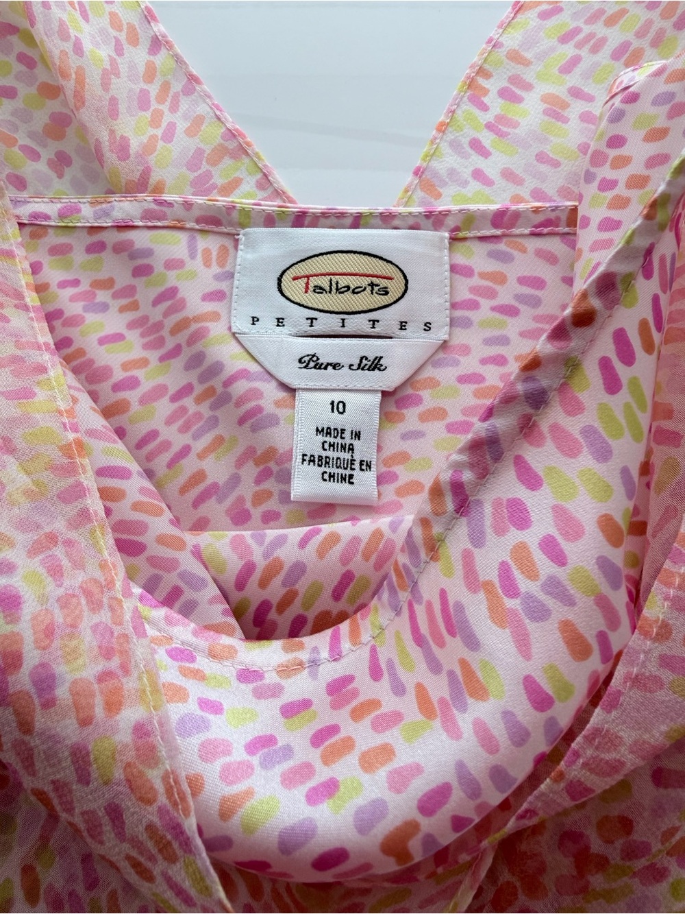 Talbots pink 100% silk dress dot print flowy vintage fairy 10 - Picture 3 of 6